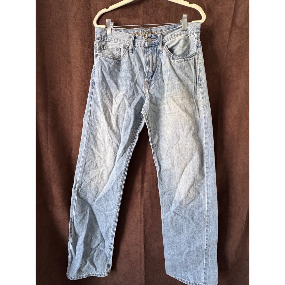 American Eagle Outfitters Mens Light Wash Straight Leg Denim Jeans Blue